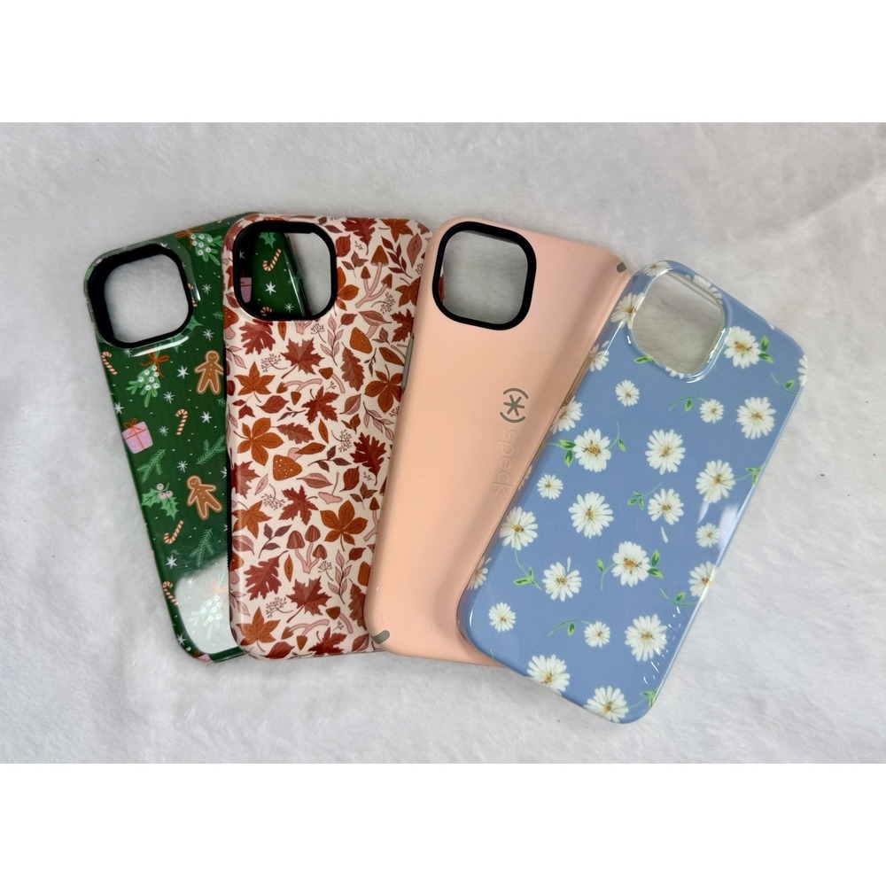 Lot of 4 Casely Speck iPhone 13 Cases Seasonal Fall Christmas Daisy‎ Pink Used